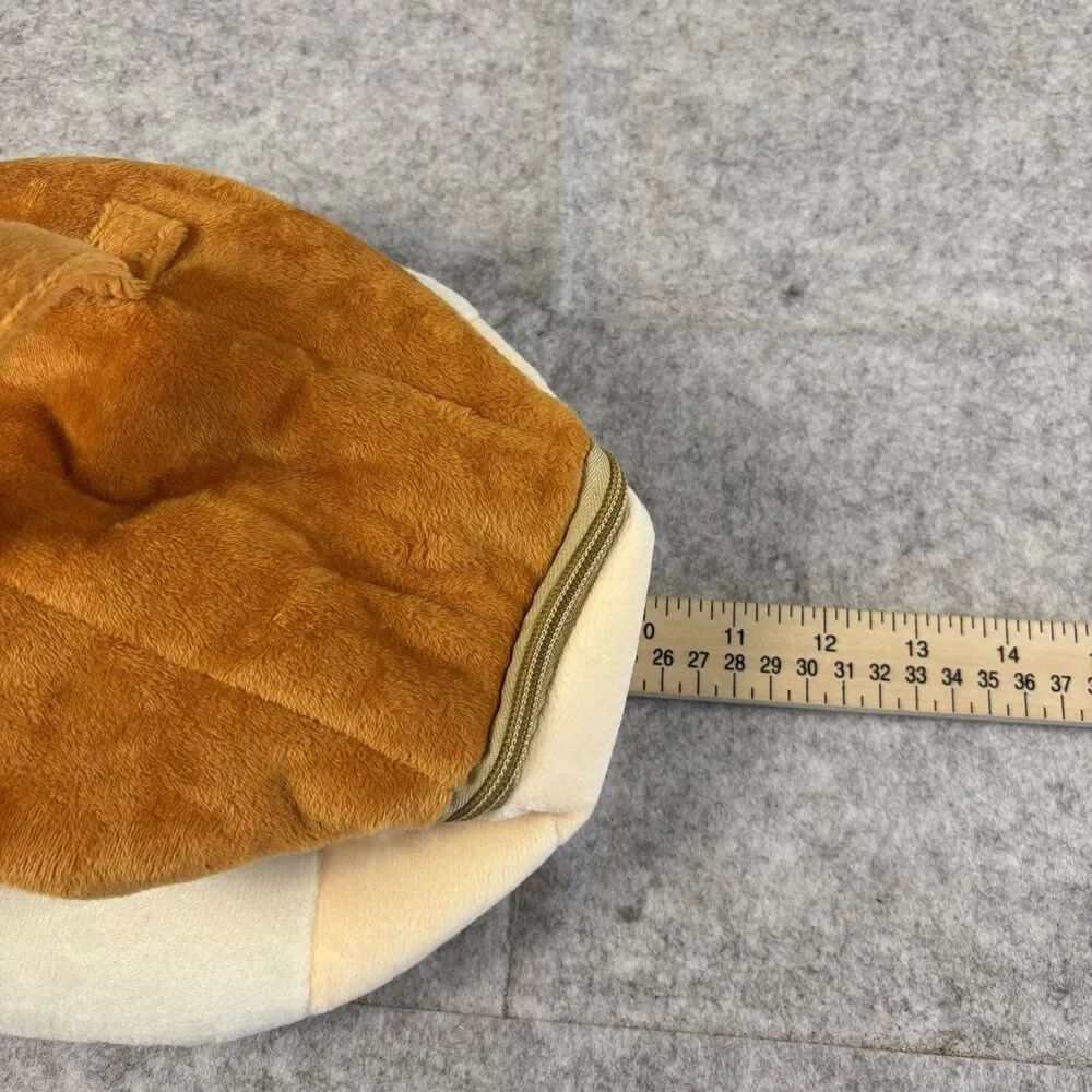 Plush Fuzzy Fleece Brown Beige Collapsible Zip Closure Makeup Bag 10